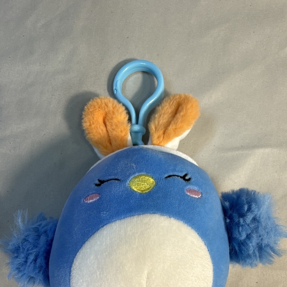 Squishmallows Blue Bird Bunny Ears Clip-On Mini Plush Easter Washable Retired - Picture 4 of 6